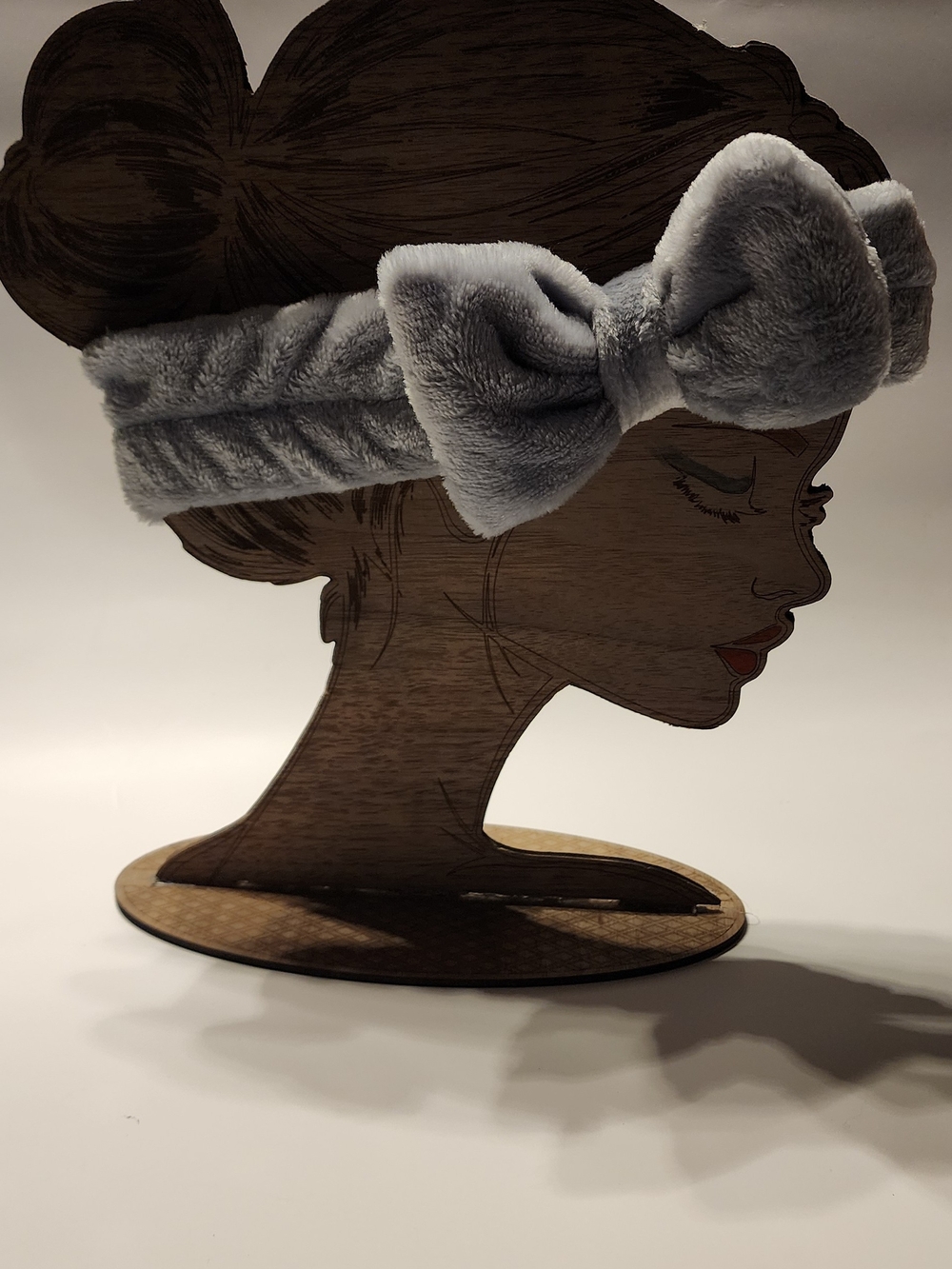 Nicole Plush Bow Headband in Light Gray
